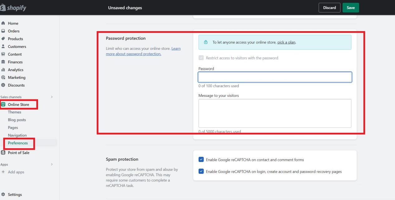 设置Password Protection（密码保护）